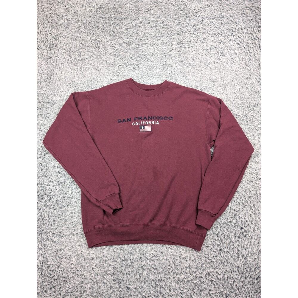 San Francisco California Sweater Men Small Red Destination Pullover Embroidered